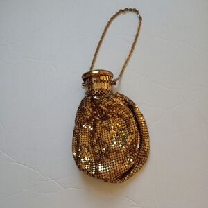 Antique 1920's Whiting & Davis Gold Accordion Mesh Evening Bag /Grosgrain Lining